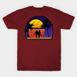 love walk under palm trees at the beach T-Shirt